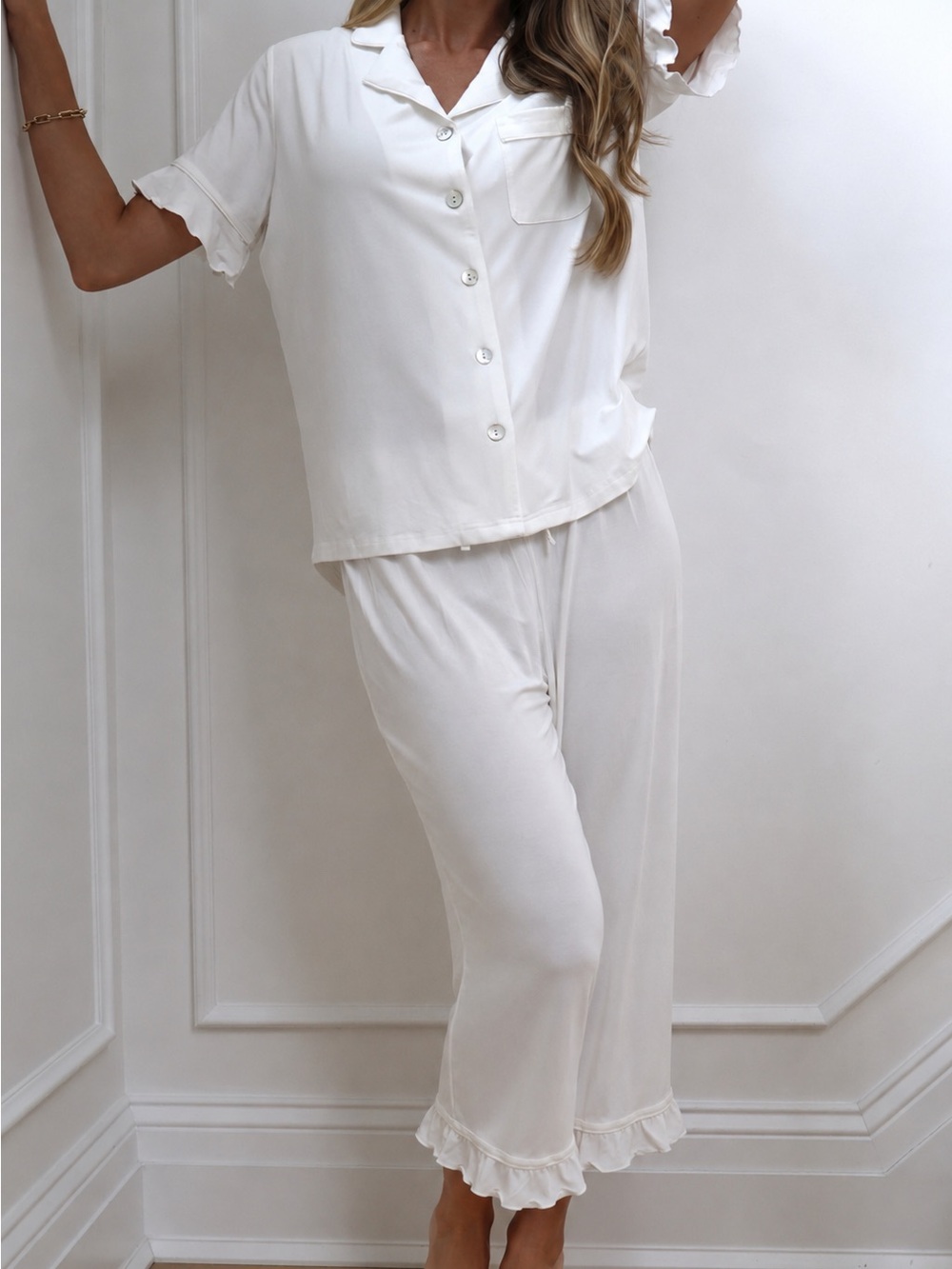 Waverles Ruffle Bamboo Pajama Set